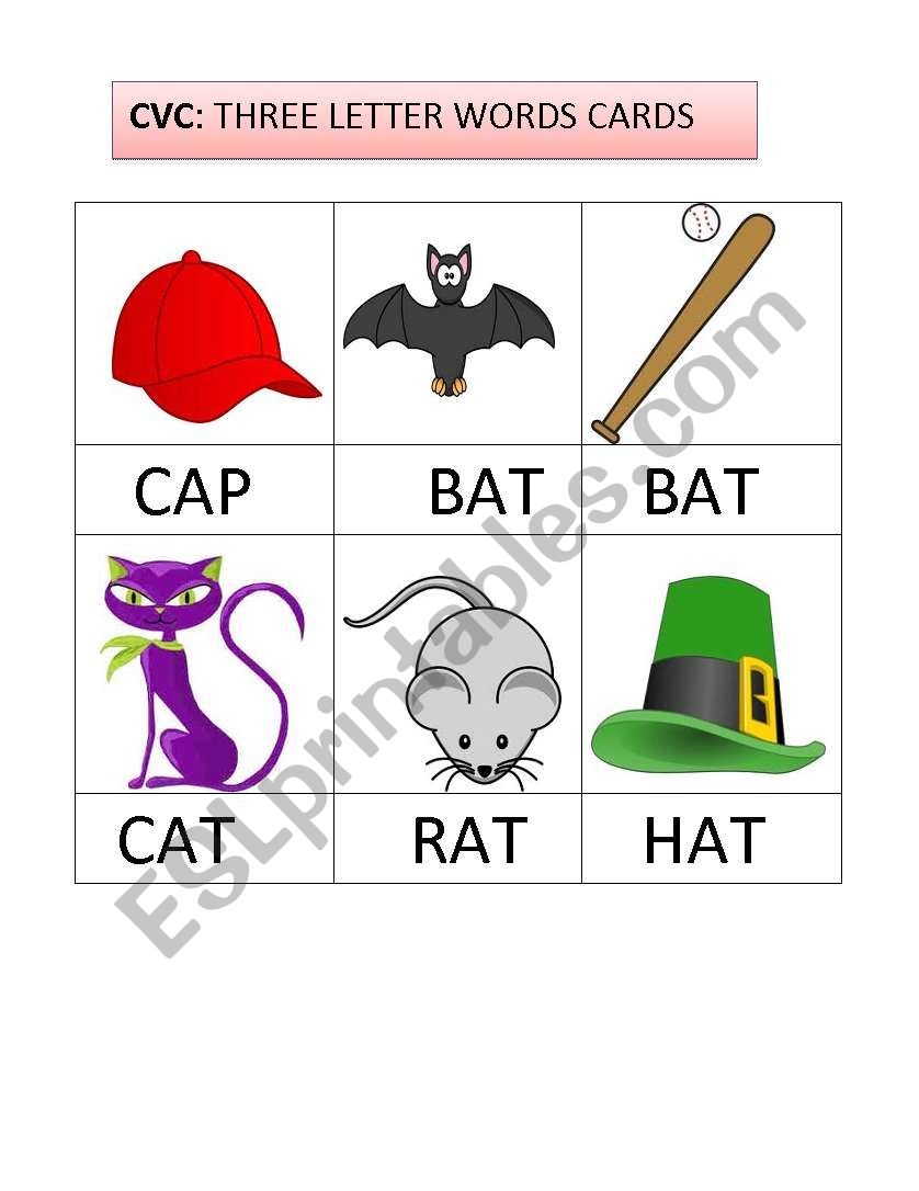Printable Flash Cards 3 Letter Words Cards Info