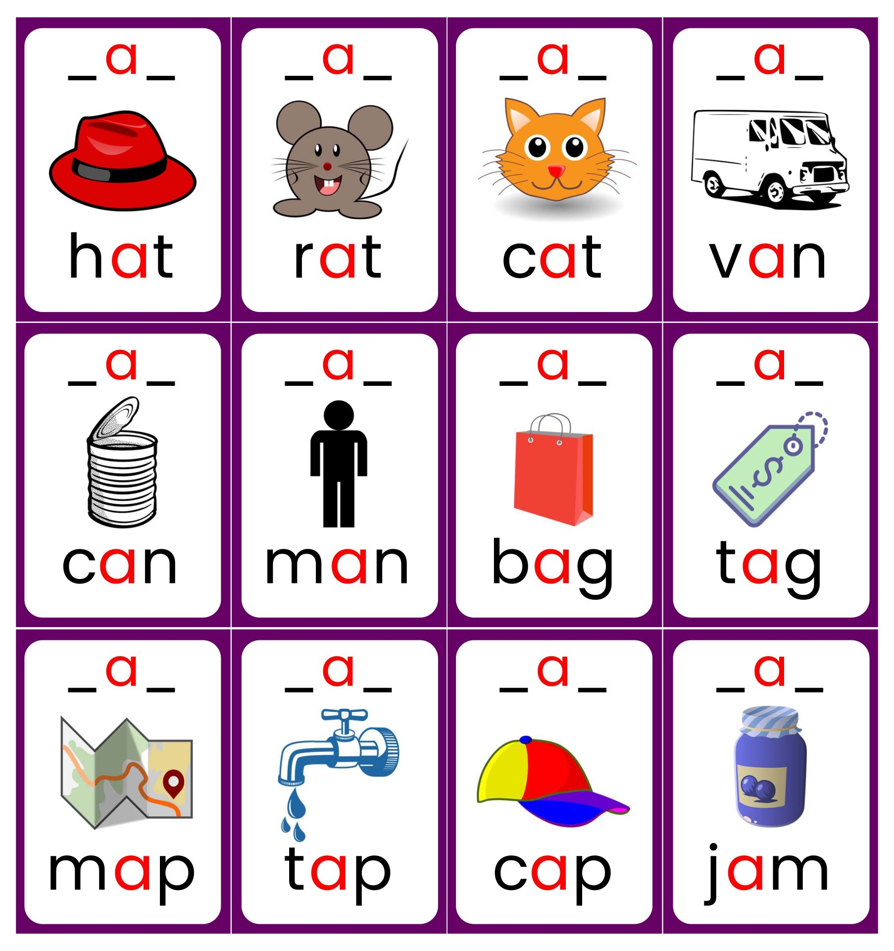 Printable Flash Cards 3 Letter Words Printable Cards