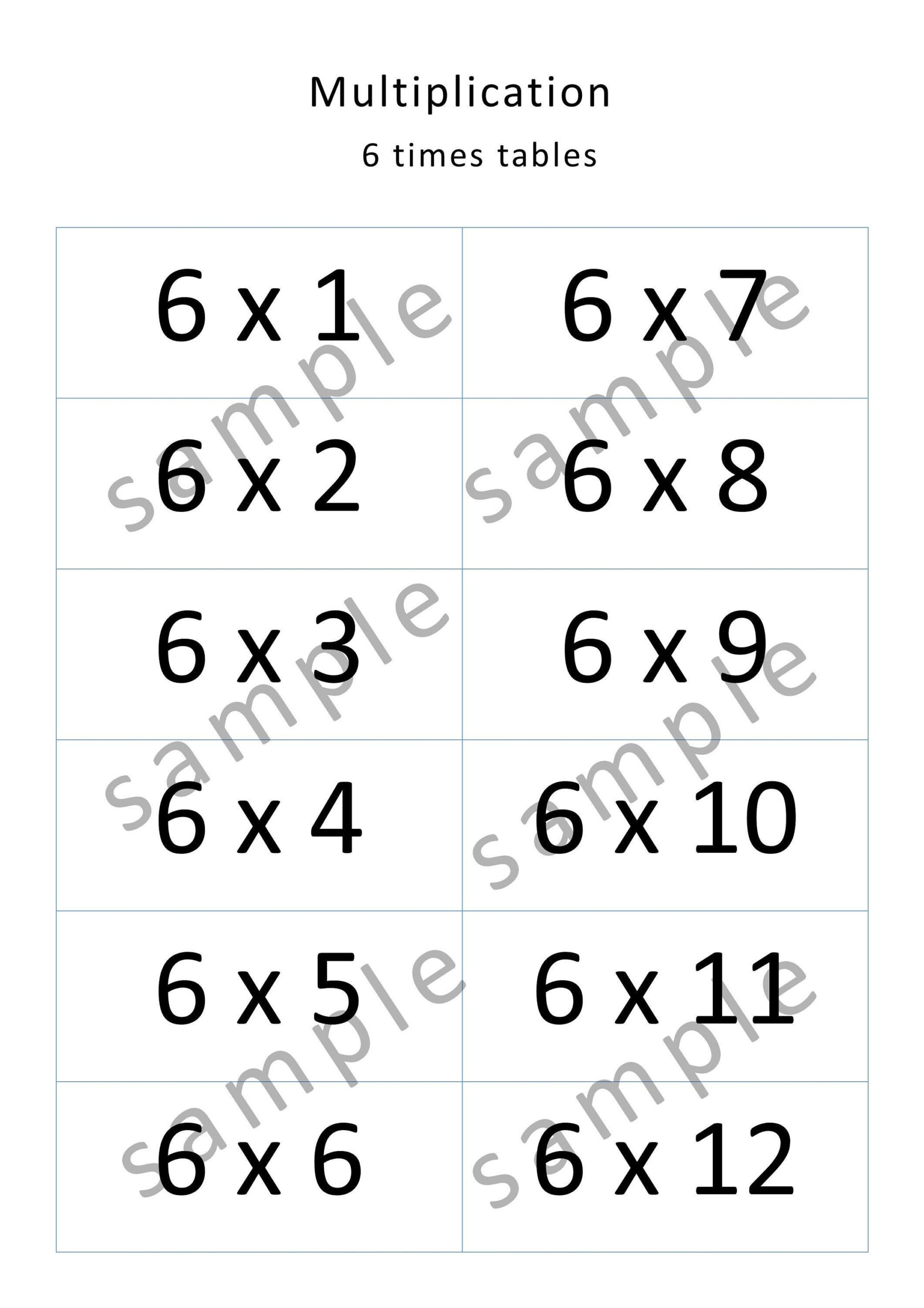 Printable Flash Cards Multiplication