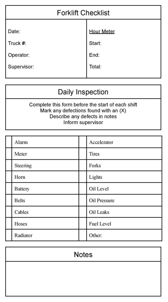 Printable Free Weekly Forklift Inspection Checklist Template Free