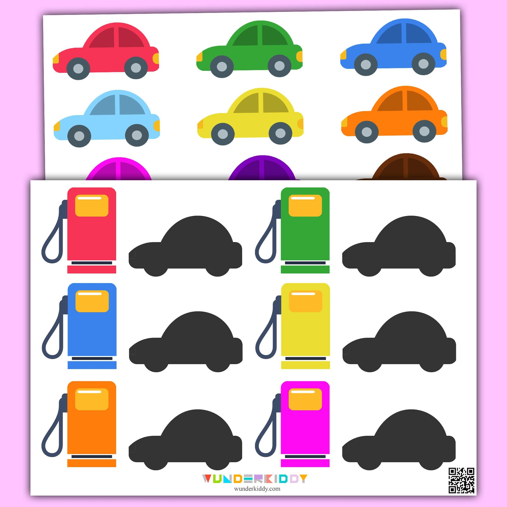 Printable Gas Station Color Match Worksheet For Preschoolers