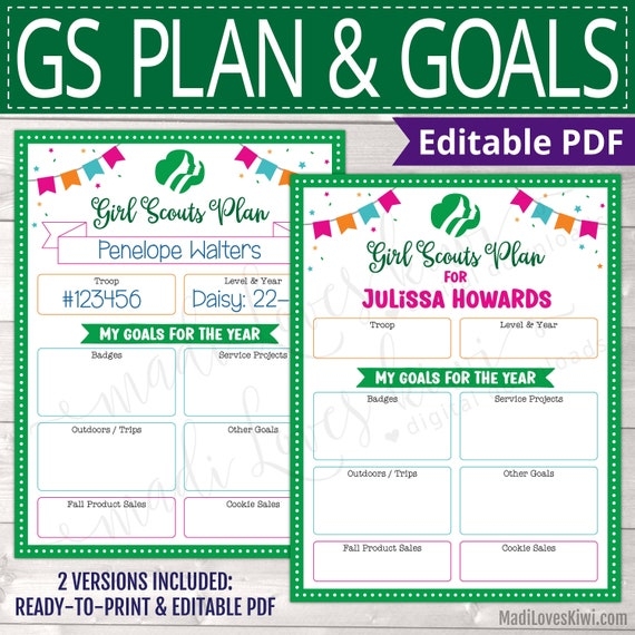 2019 girl scout goal getter order card printable