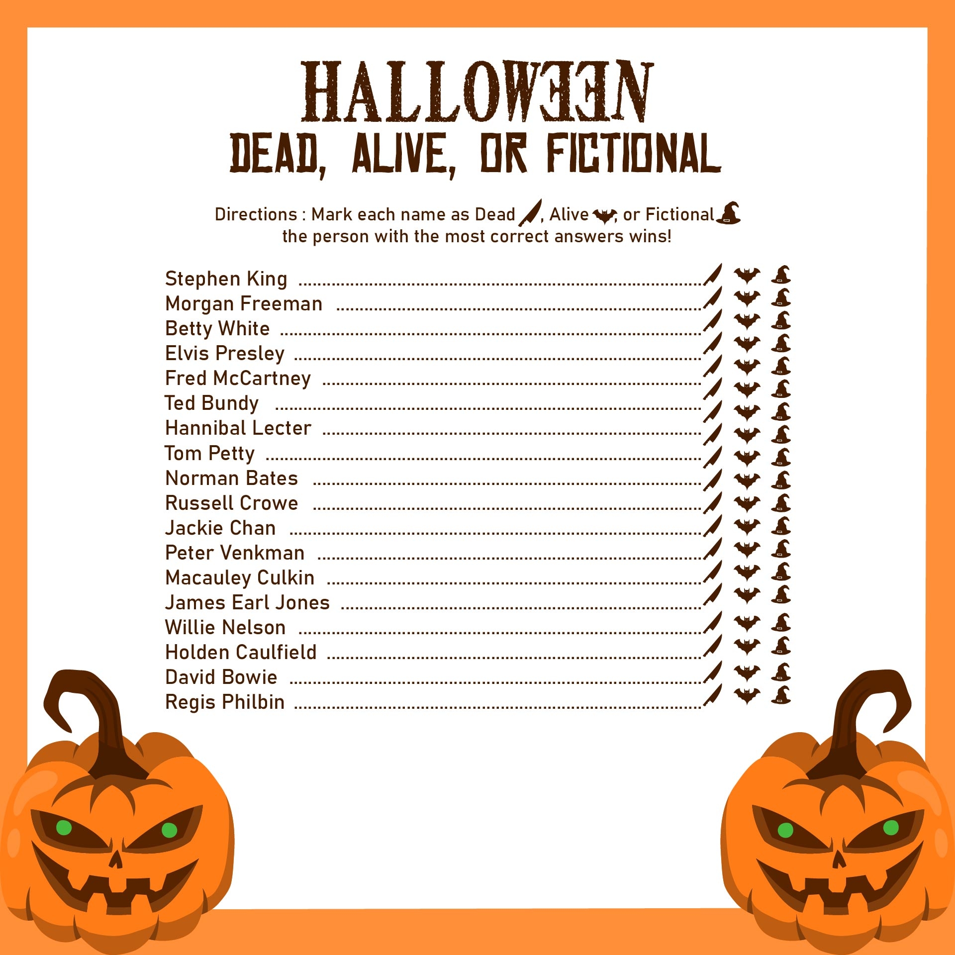 Printable Halloween Party Games