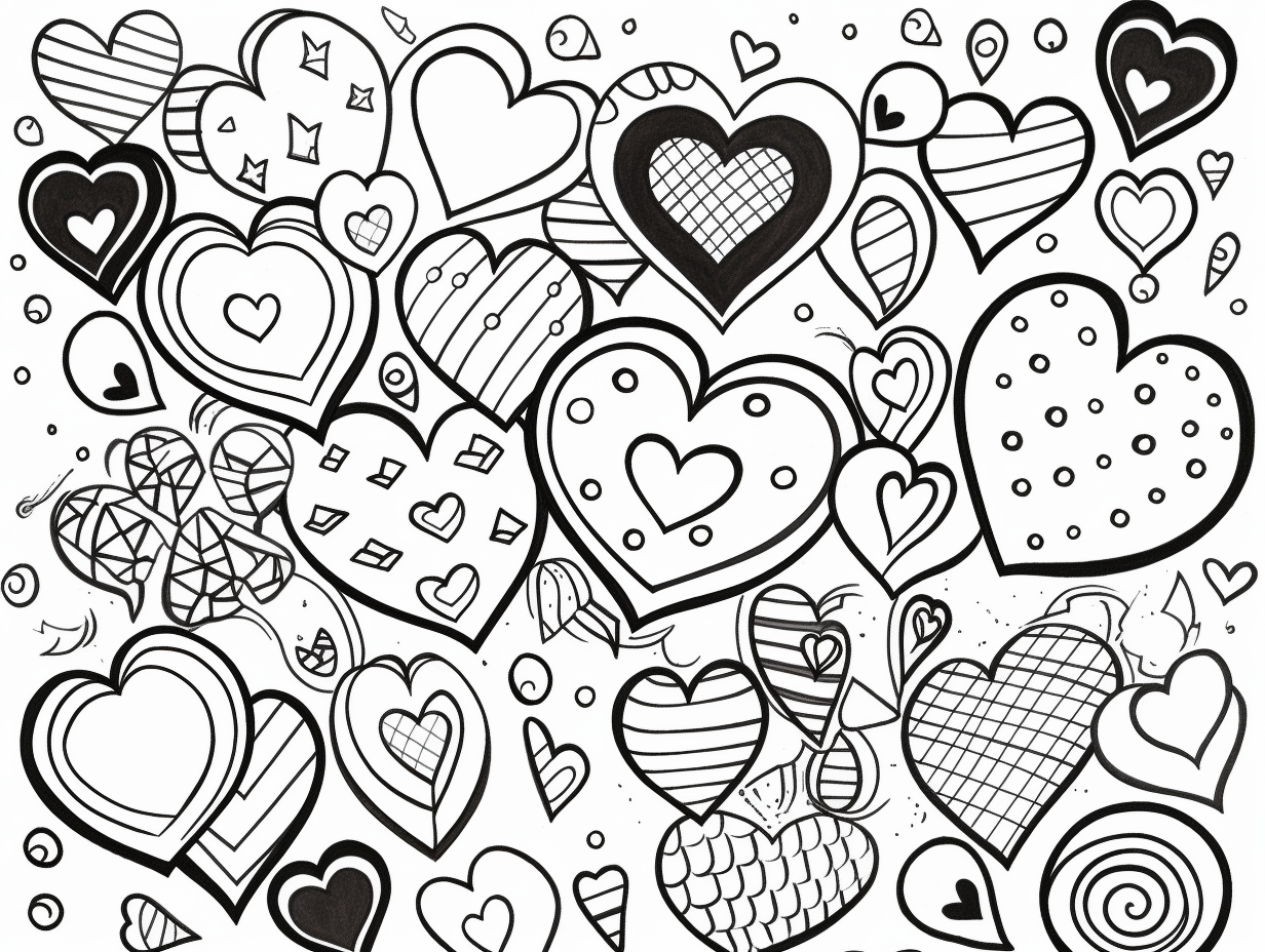 Printable Hearts To Color Coloring Page