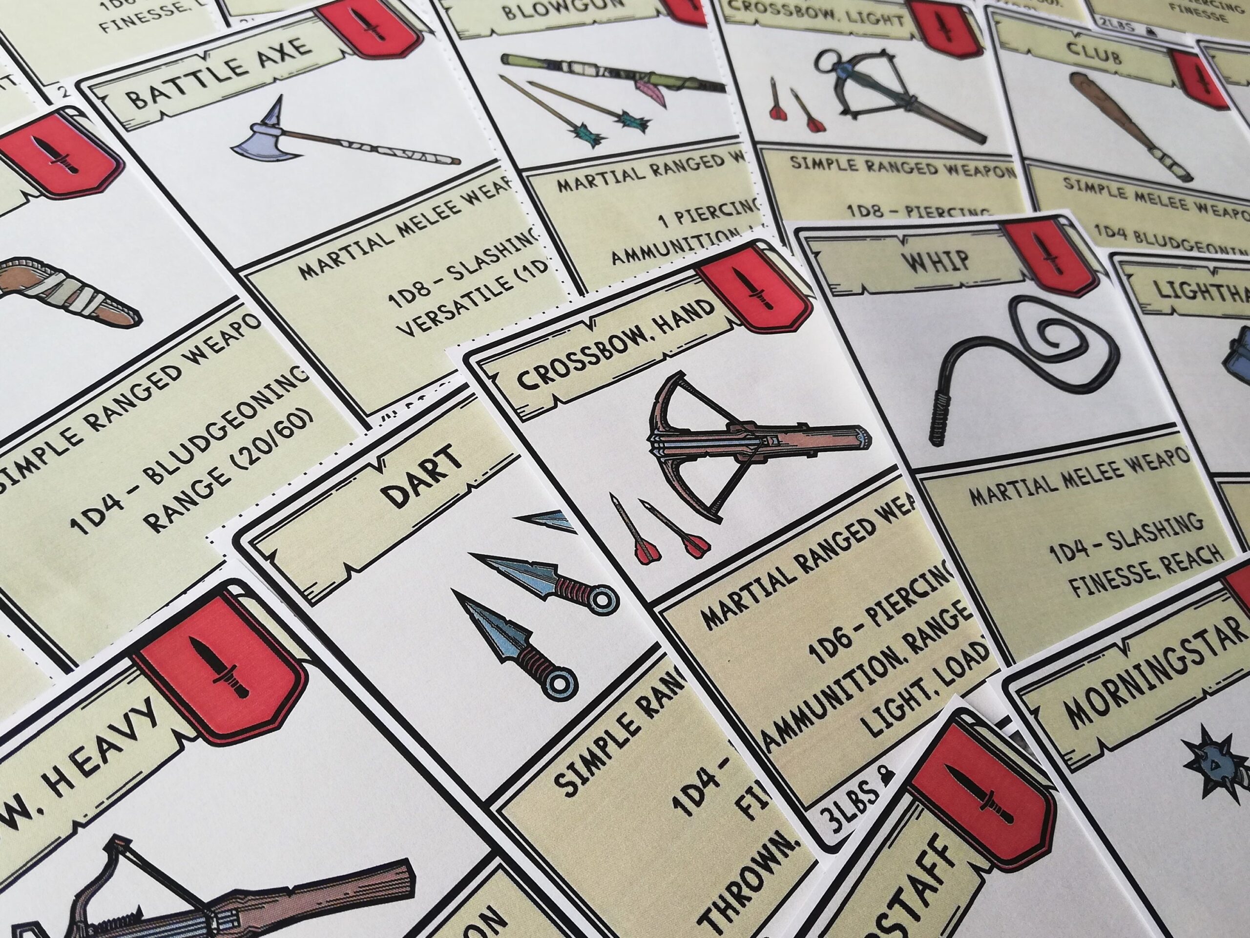 Printable Item Cards Basic Weapons For Dnd Colour Etsy