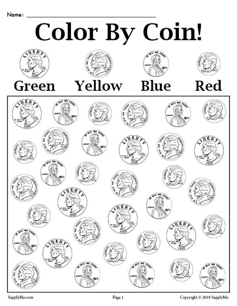printable color by coin worksheet