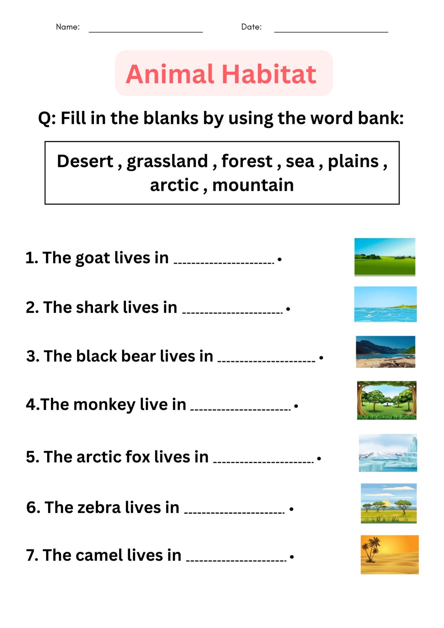 Printable Matching Activity Animal Habitats Worksheets For 49 OFF