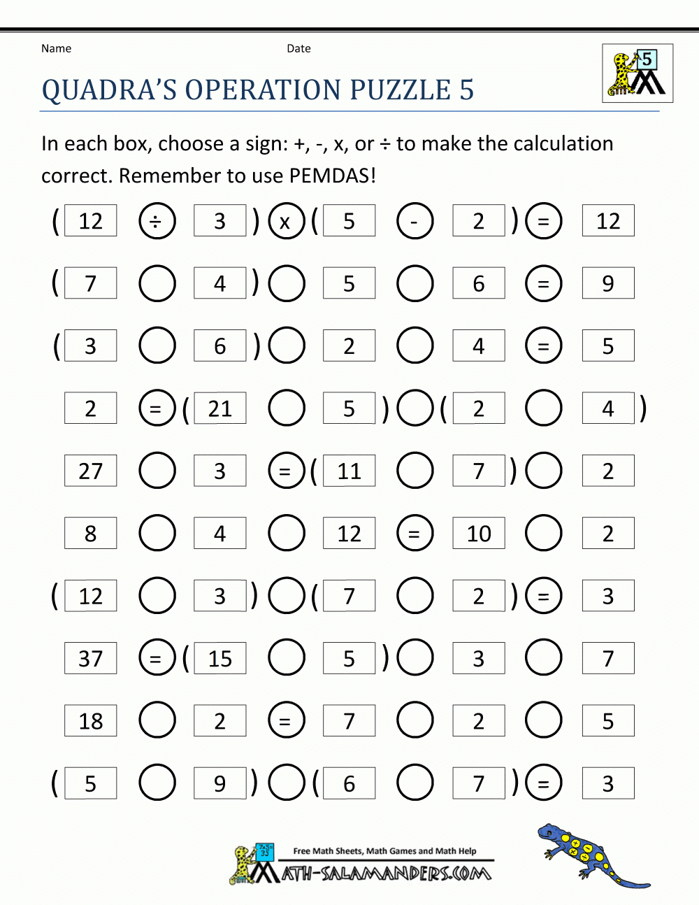 Printable Math Puzzles 5Th Grade Printable Math Riddles Worksheets