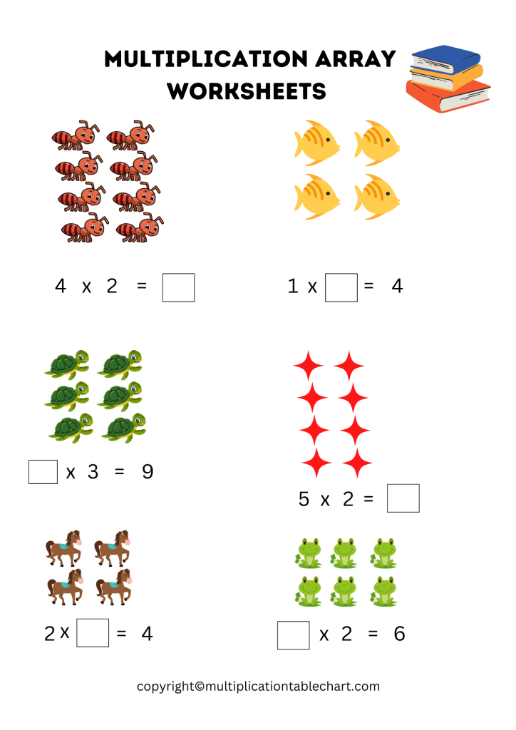 Printable Multiplication Array Worksheets 2nd Grade Multiplication Table