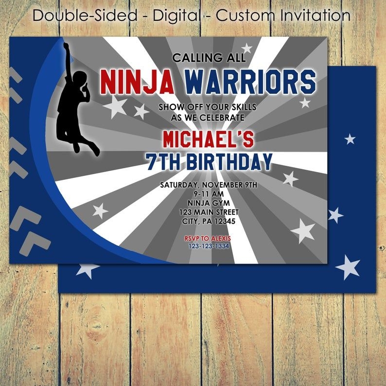 Printable Ninja Warrior Invitation Ninja Birthday Invitation Ninja
