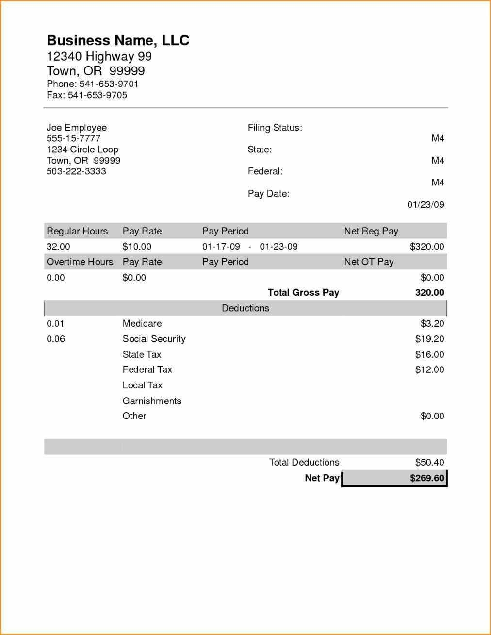 downloadable fillable printable pay stub template free