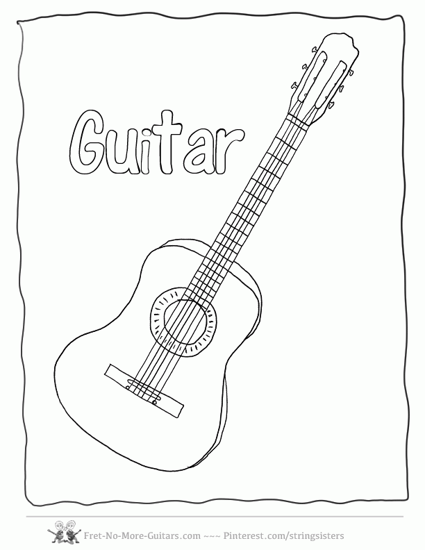 Printable Pictures Of Guitars Coloring Home