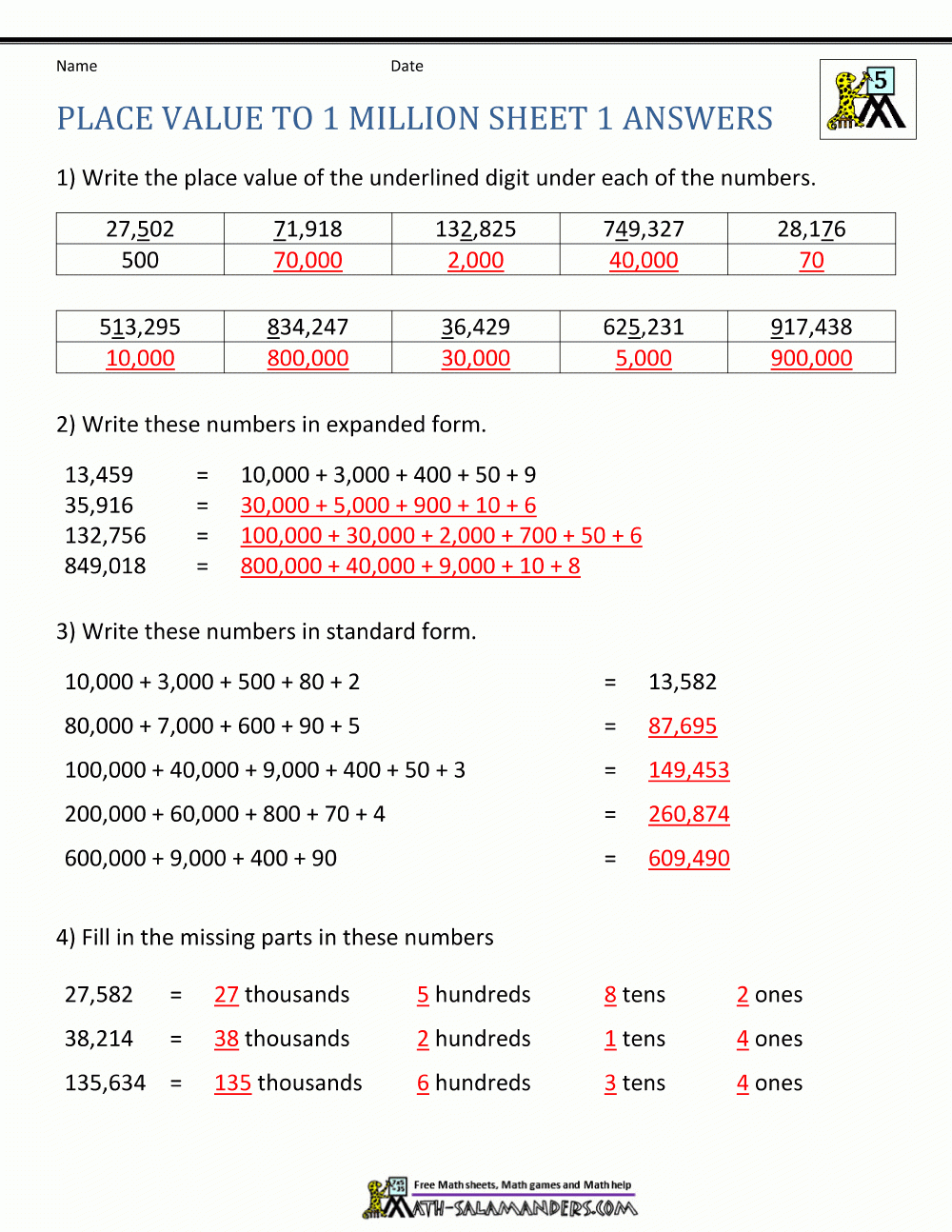 Printable Place Value Worksheets 5Th Grade Printable Worksheets