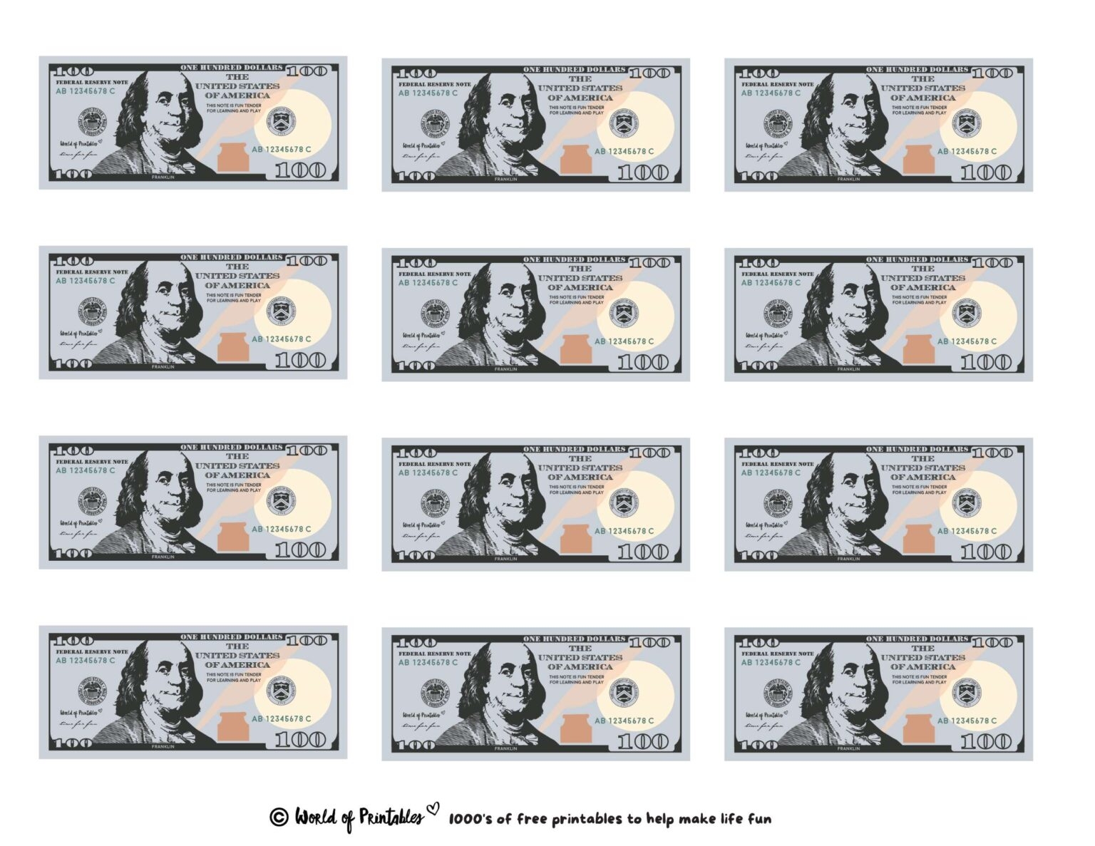 Printable Play Money Play Learn World Of Printables