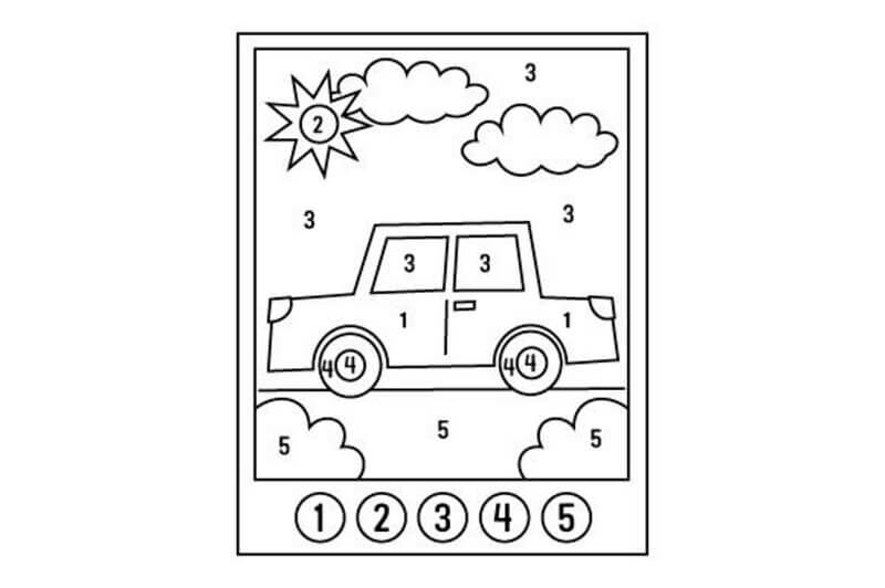 Printable Race Car Color By Number Download Print Now 