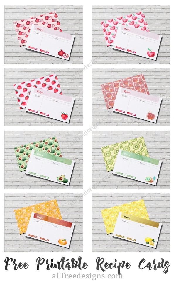Printable Recipe Cards 12 Sets Of Free Templates