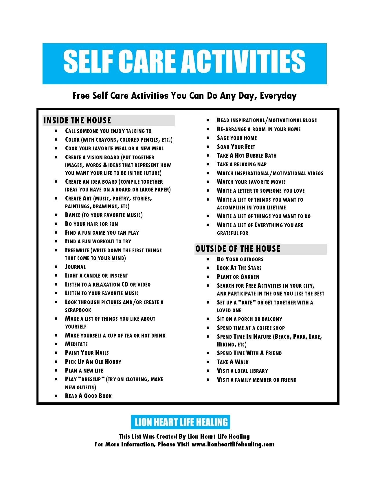self-care worksheets for adults pdf