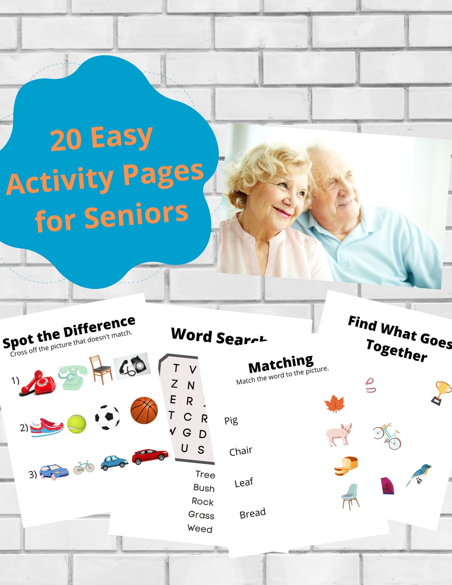 Printable Senior Games INSTANT DOWNLOAD Memory Care Printable