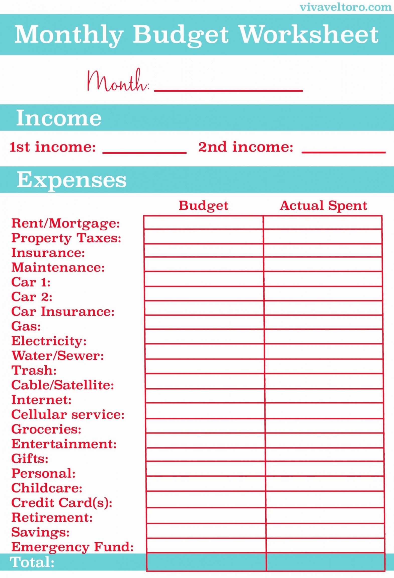 budget template free printable