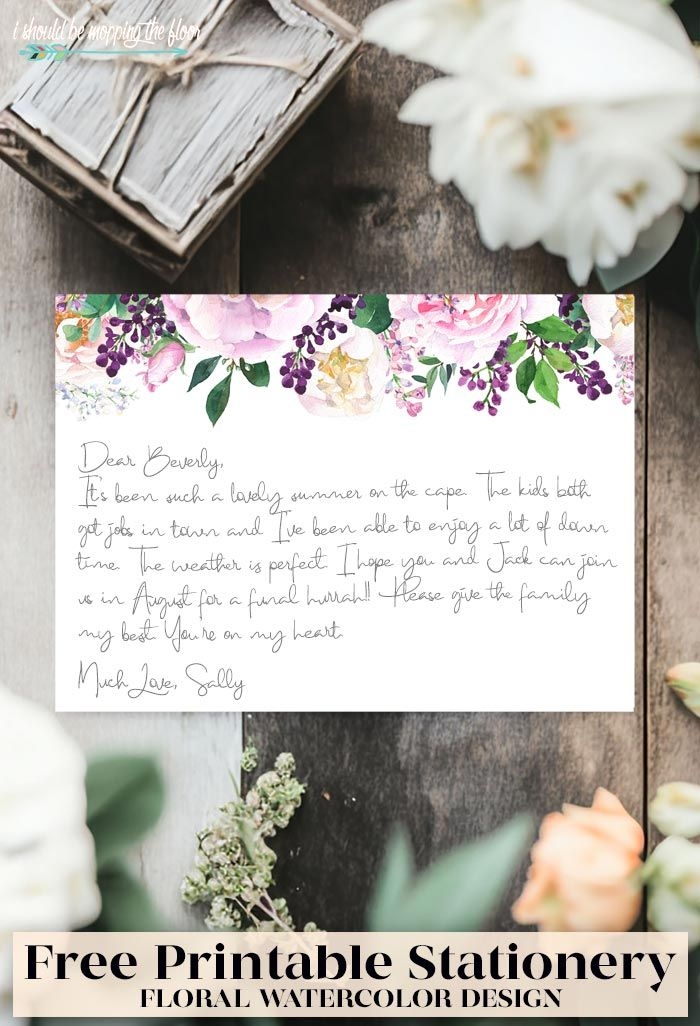 Printable Stationery Cards With Watercolor Lilac Motif