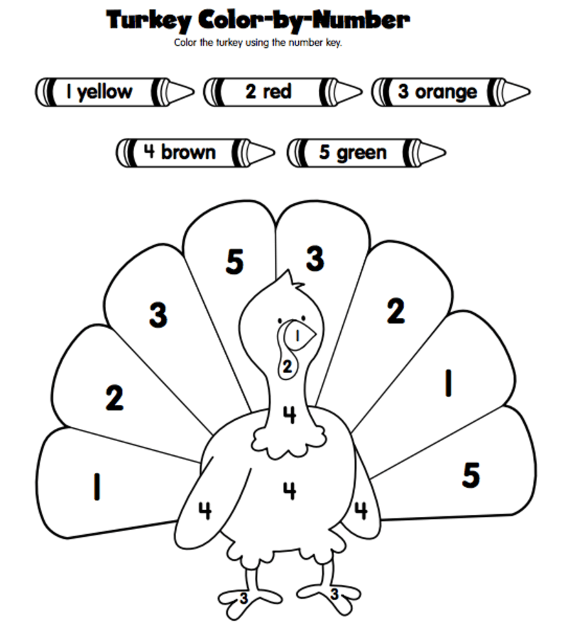 Printable Turkey Color By Number Download Print Now