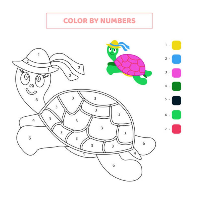 Printable Turtle Color By Number Download Print Now 
