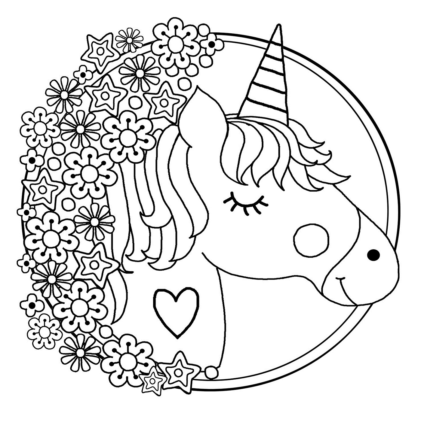 Printable Unicorn Color Pages For Children 101 Activity