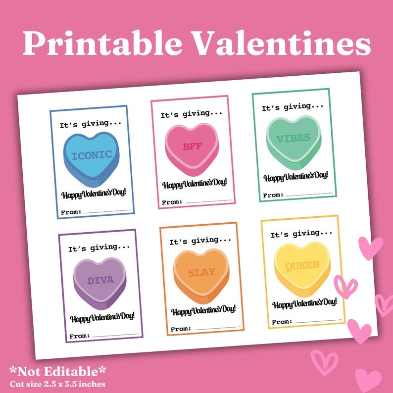 Printable Valentine 39 s Day Cards It 39 s Giving Candy Heart Messages 