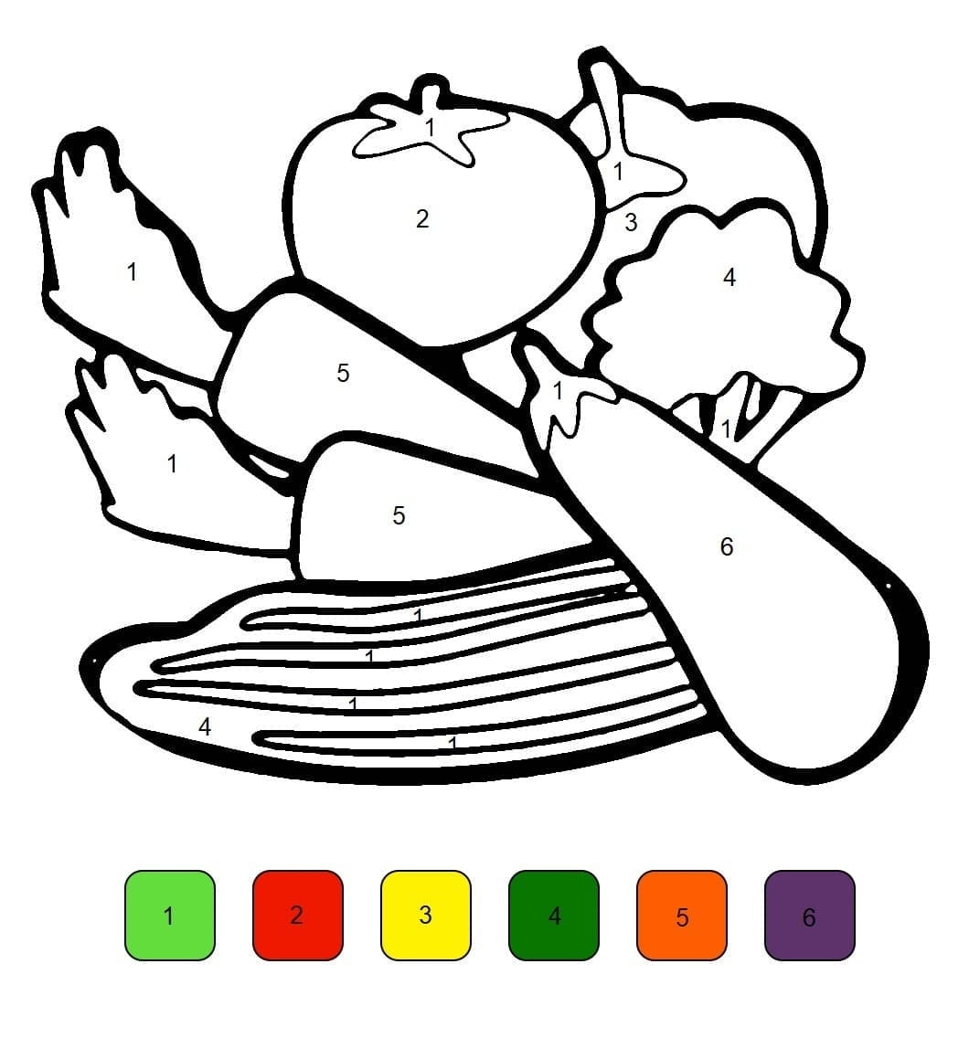 Printable Vegetables Color By Number Download Print Now