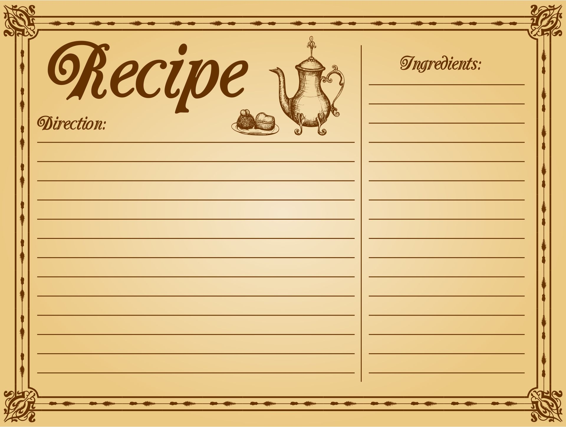 Printable Vintage Recipe Cards 4X6 Printablee