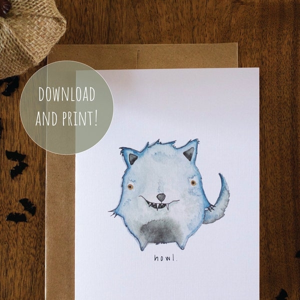 Printable Werewolf Card Etsy