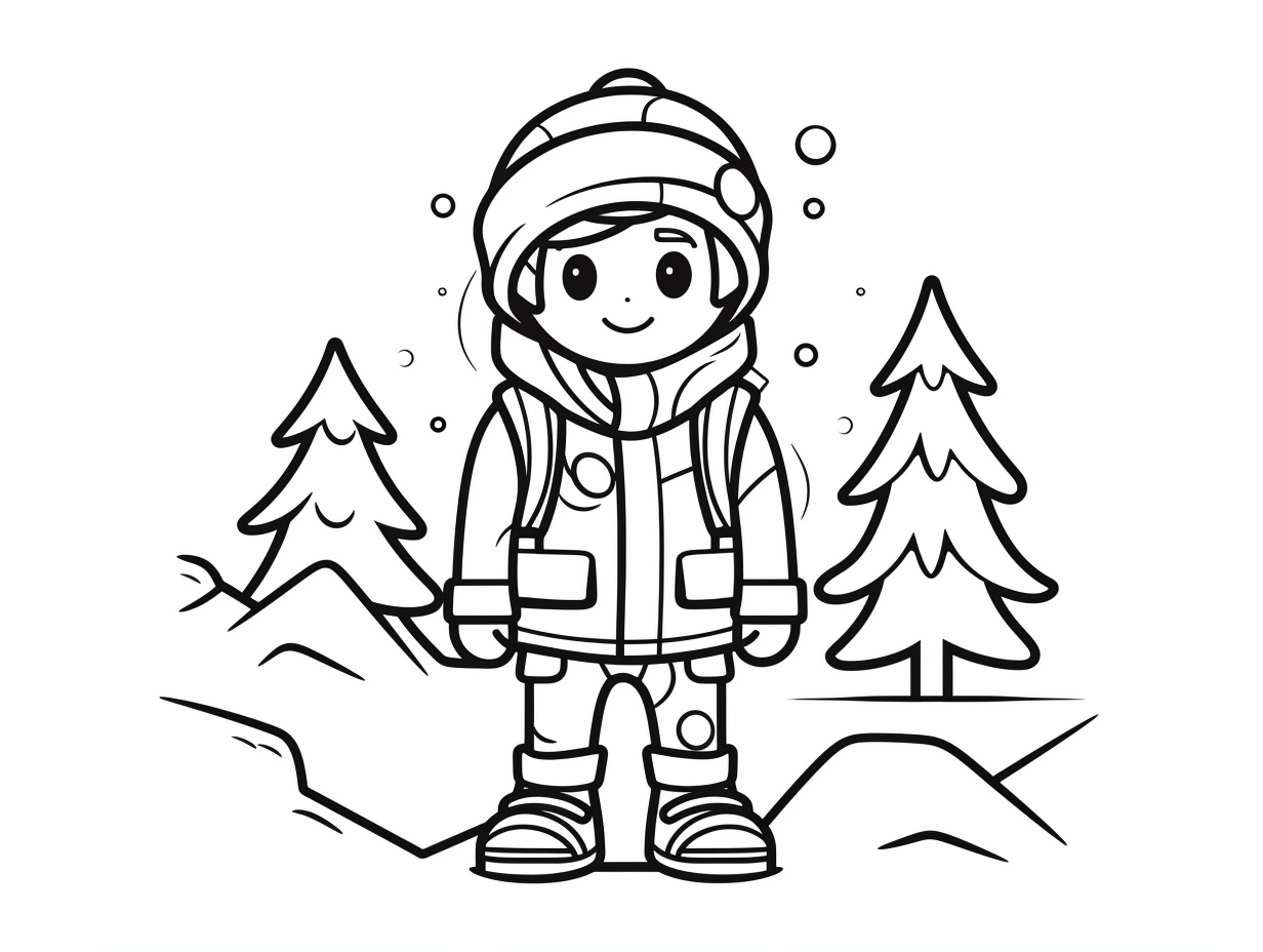 Printable Winter Scene To Color Coloring Page