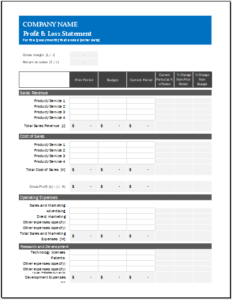 Profit And Loss Statement Worksheet Word Excel Templates