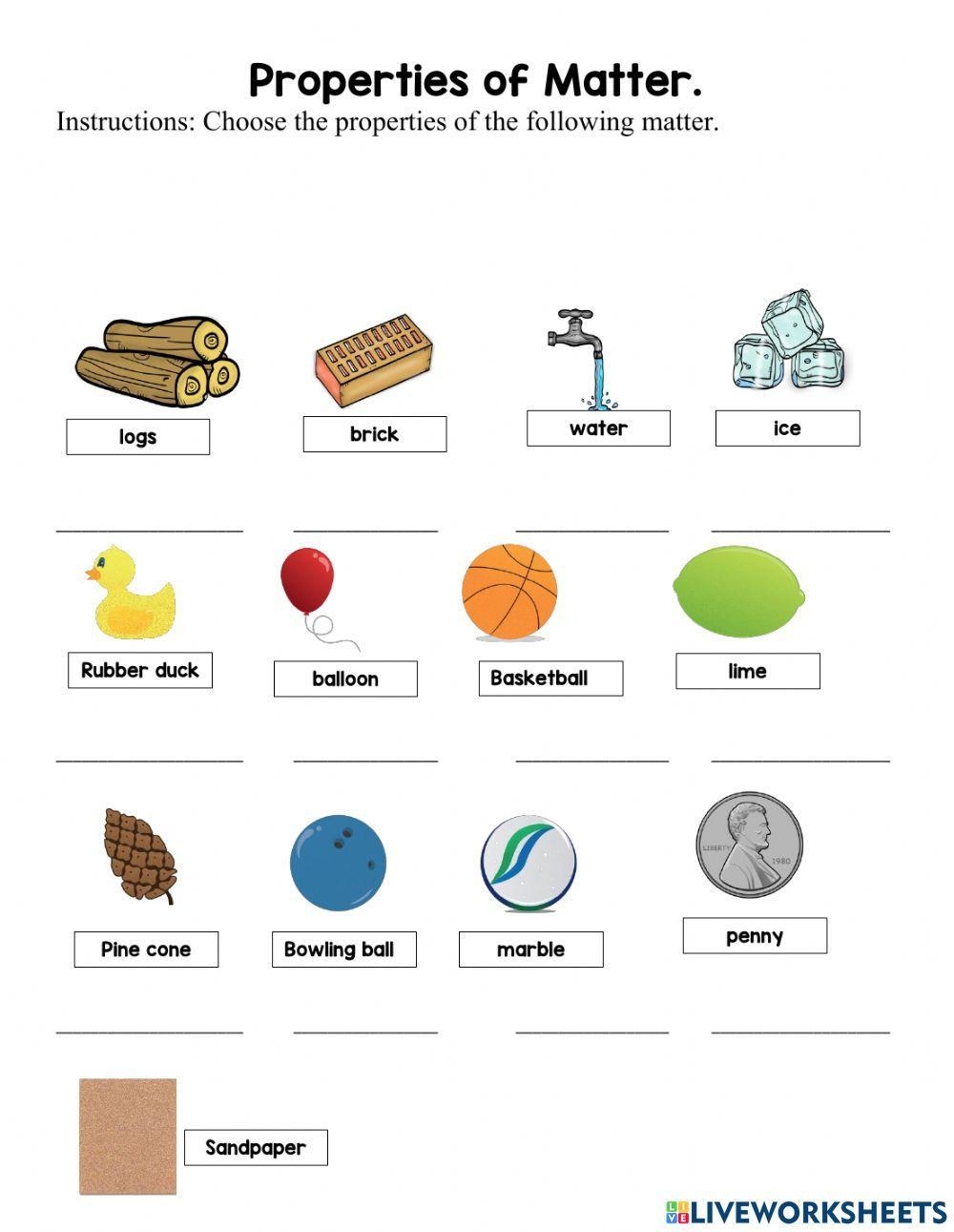 Properties Of Matter Definitions Worksheet Have Fun Teaching 