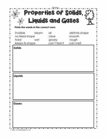 Properties Of Matter Worksheets