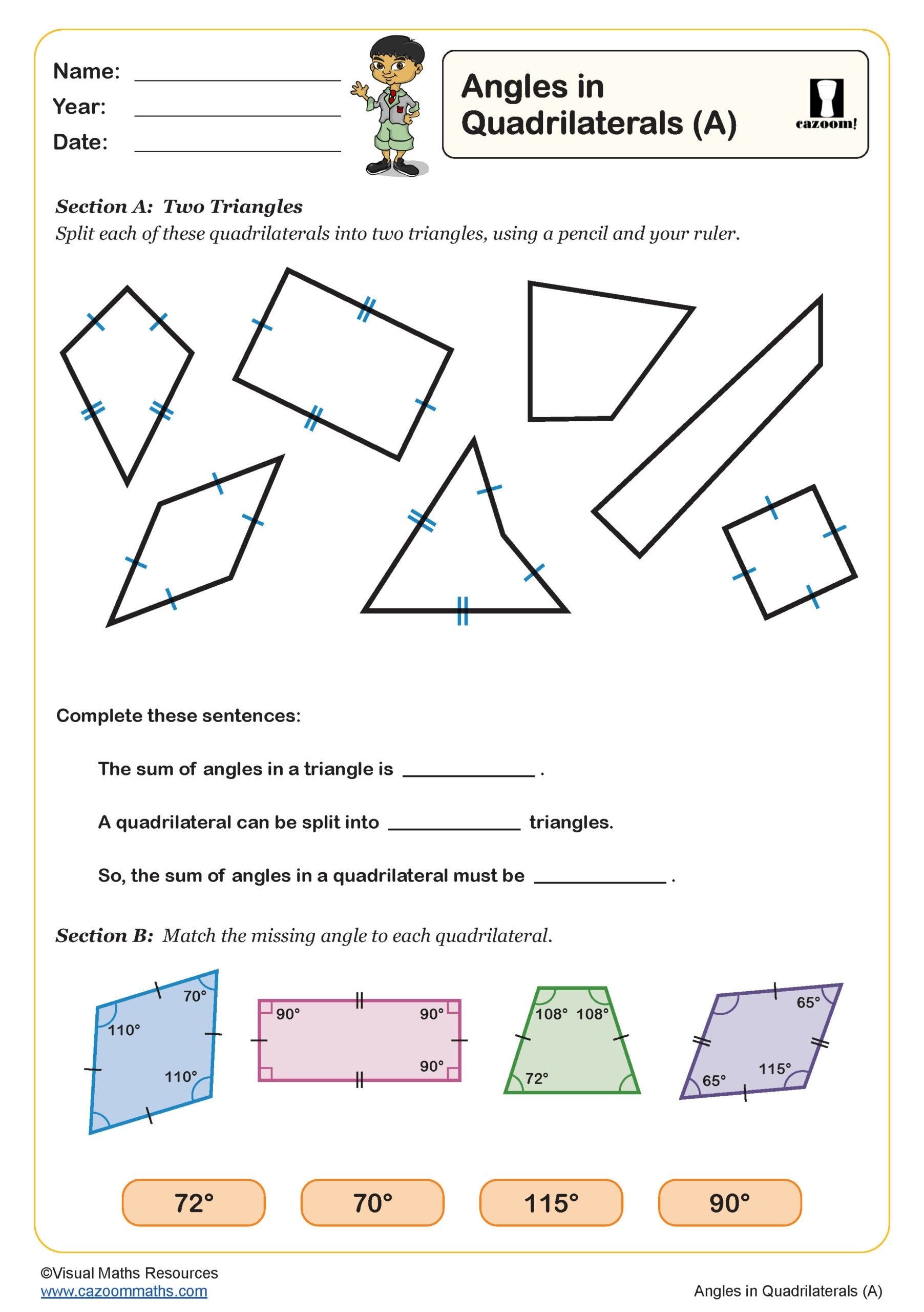 Properties Of Quadrilaterals B Worksheet PDF Printable 60 OFF