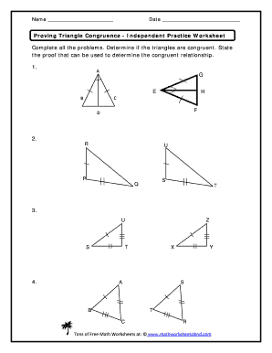 Proving Triangle Congruence Worksheet With Answers Pdf Fill Online 