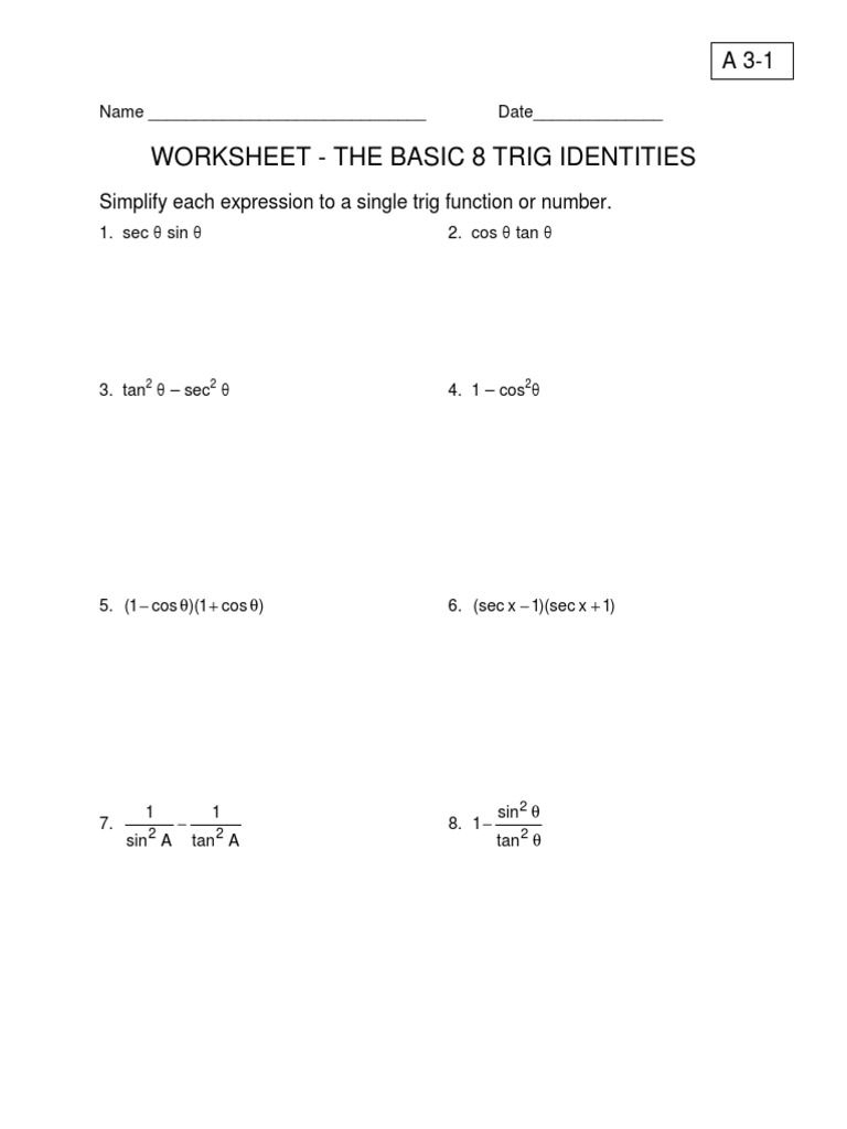 Proving Trig Identities Worksheet Db excel