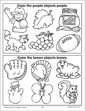 Purple And Brown Coloring Corresponding Pictures Printable 