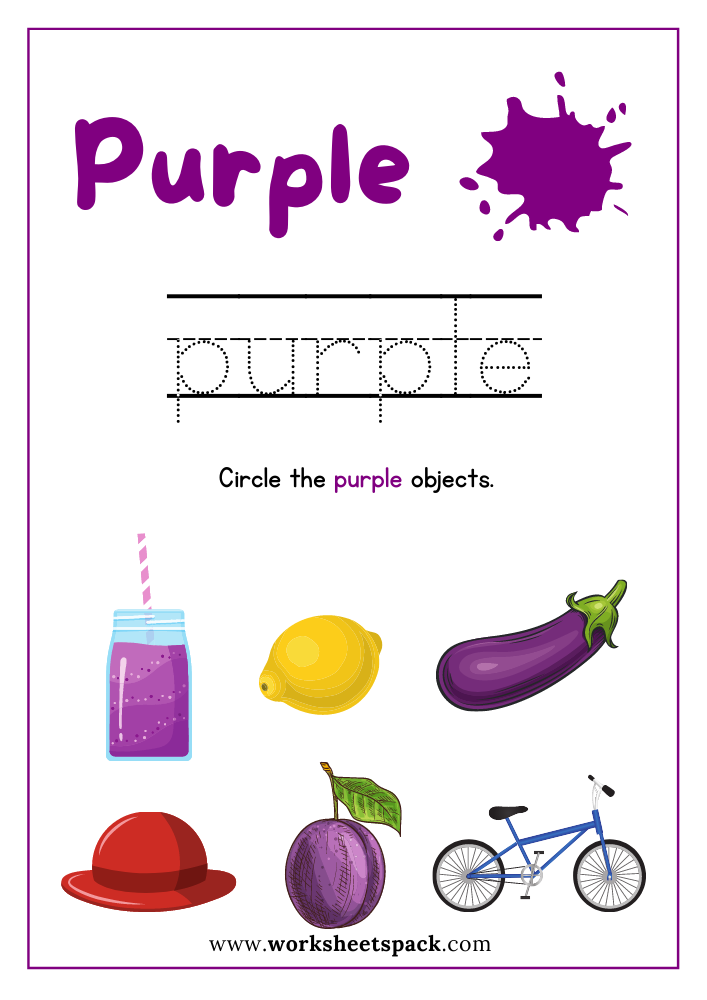 Purple Color Sheet Printable Free PDF Color Purple Worksheet For 