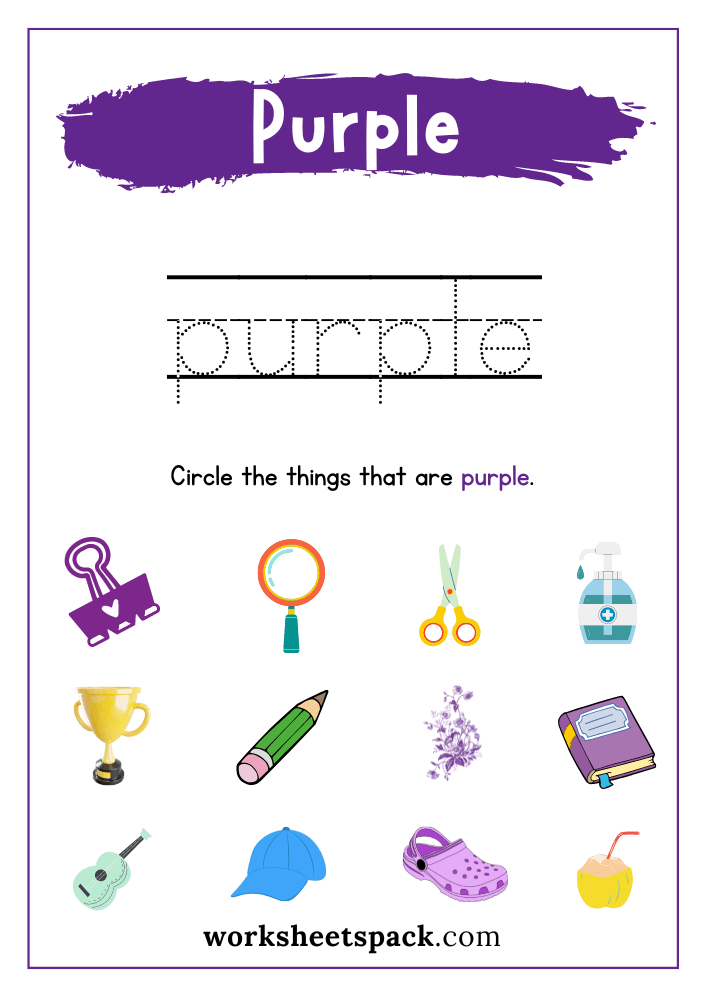 Purple Color Sheet Printable Free PDF Color Purple Worksheet For 