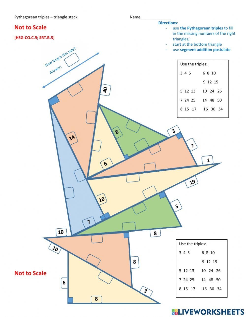 Pythagorean Triples Worksheet Download Free PDF Mathematical 