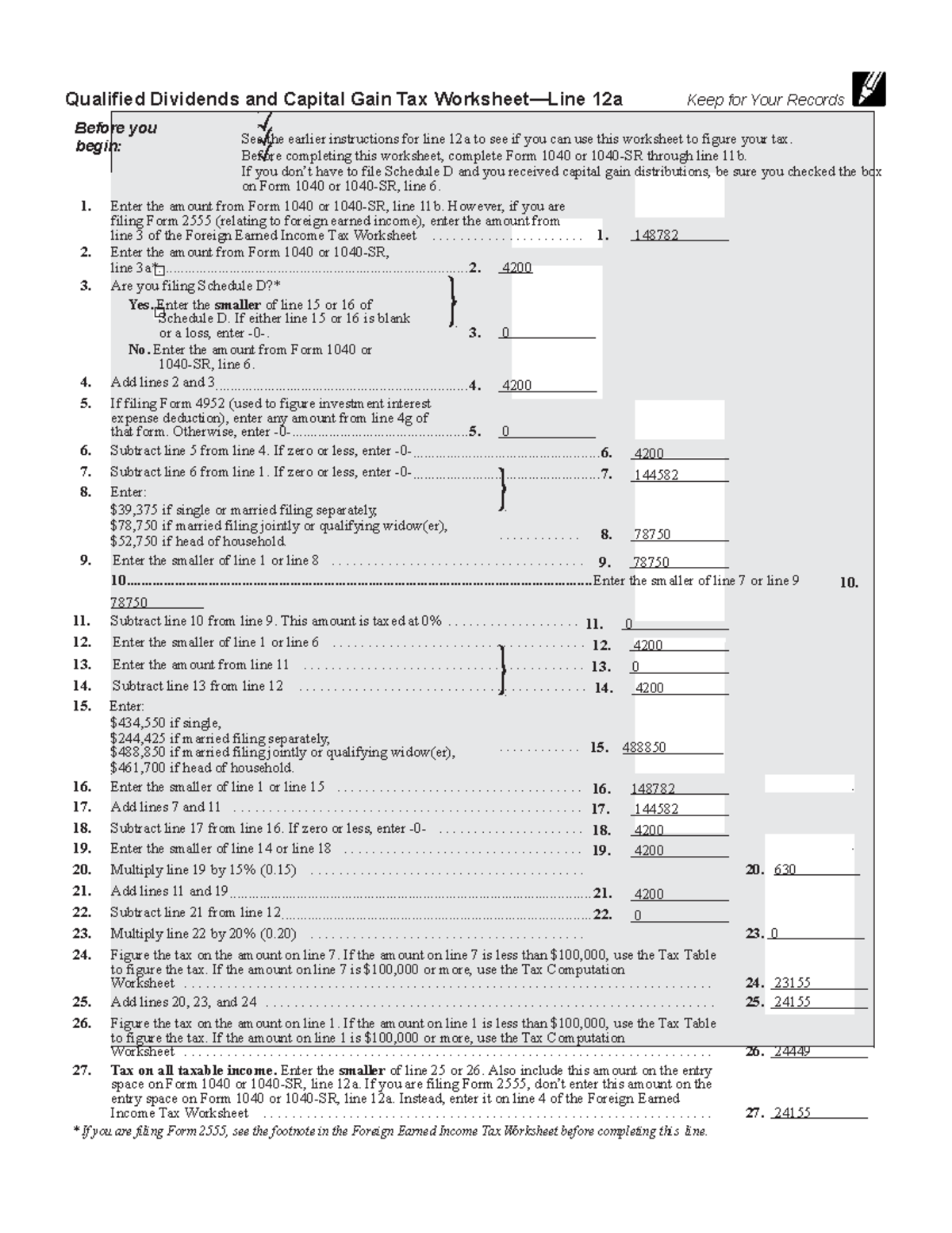 Qualified Dividends And Capital Gain Tax Worksheet 2024 Tacoma Dareen 