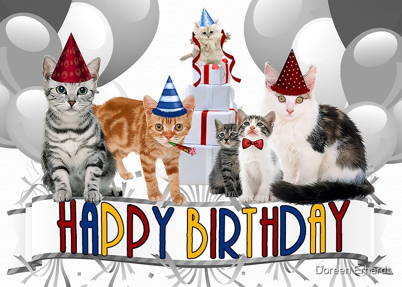  quot Birthday Cats Card quot Greeting Cards By Doreen Erhardt Redbubble