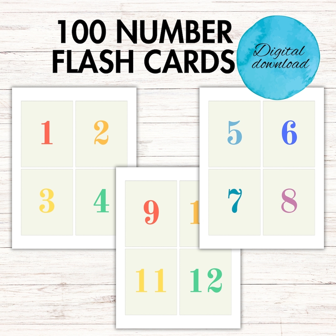 Rainbow 1 100 Number Cards Printable Number Cards Counting Flash 