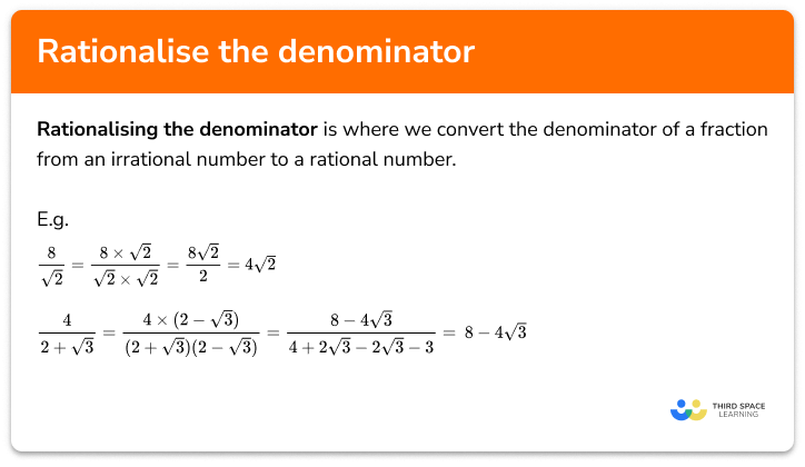 Rationalise The Denominator GCSE Steps Examples Worksheet