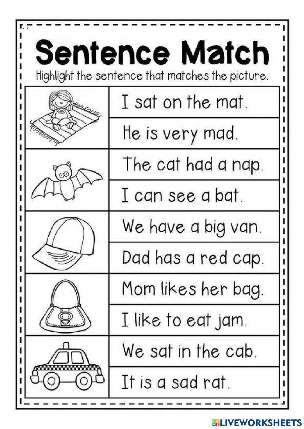 simple sentences worksheet