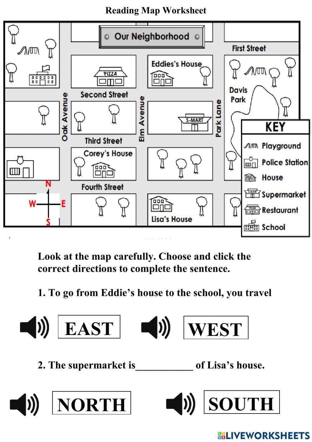 reading a map worksheet