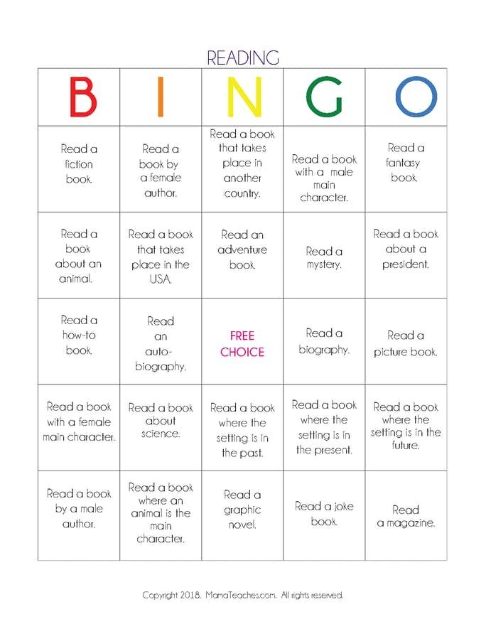 Reading Book BINGO Printable Reading Game Descubra A Emo o De 