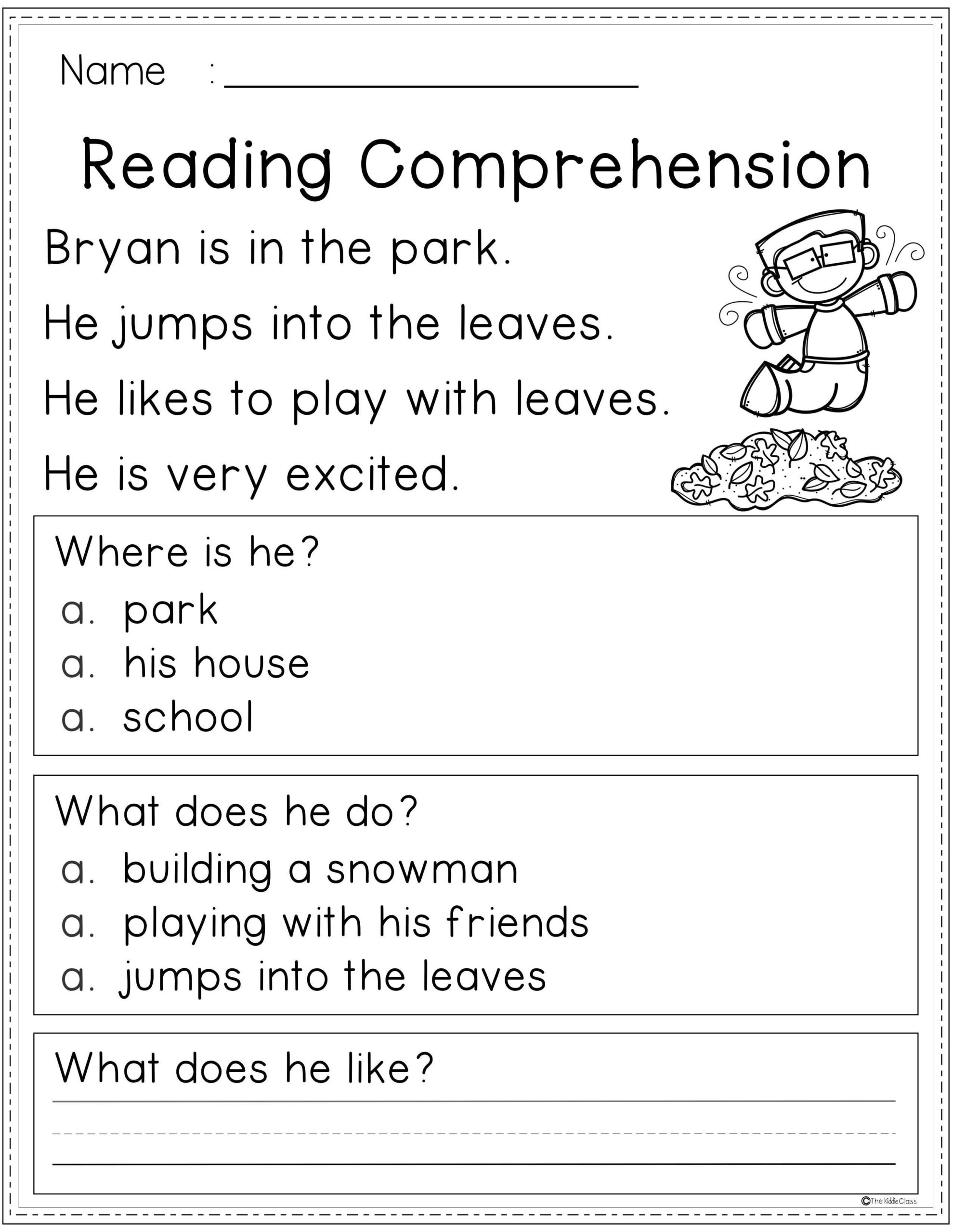 reading comprehension worksheets for 1st graders